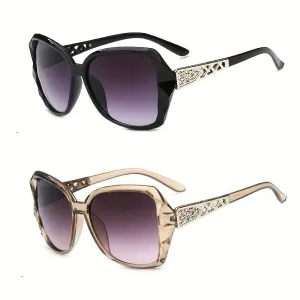 🌸 2 PCS Women’s Vintage Fashion Glasses – Large Frame, UV Protection & Anti-Glare for Travel & Beach