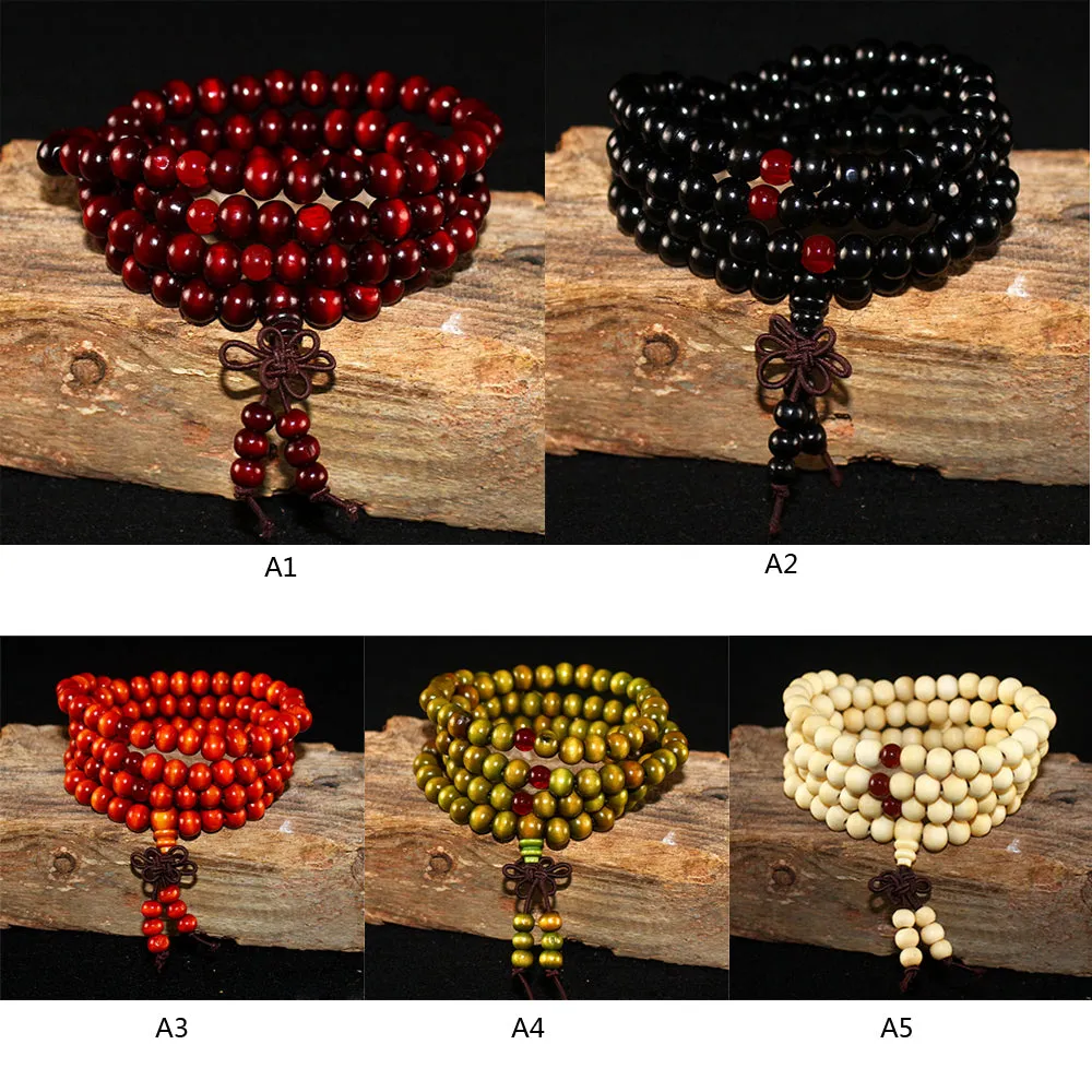 108 Beads 8Mm Natural Sandalwood Buddhist Buddha Meditation Beads Bracelet For Women Men Prayer Bead