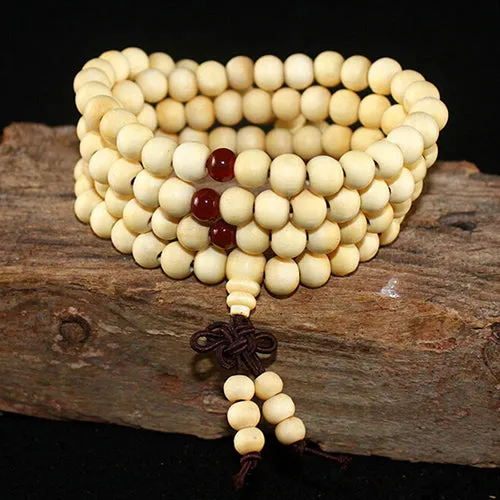 108 Beads 8Mm Natural Sandalwood Buddhist Buddha Meditation Beads Bracelet For Women Men Prayer Bead