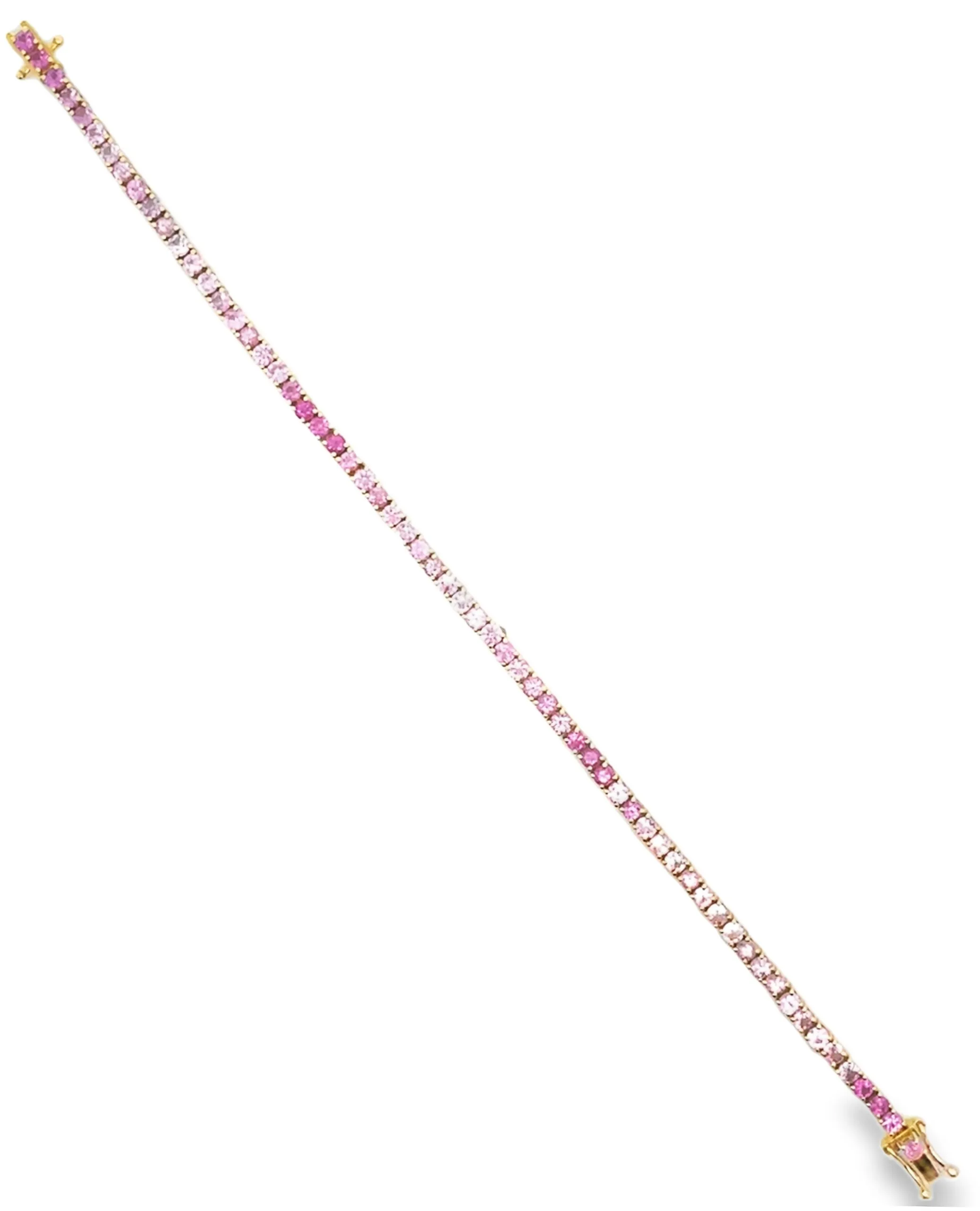 14K Yellow Gold Pink Sapphire Tennis Bracelet