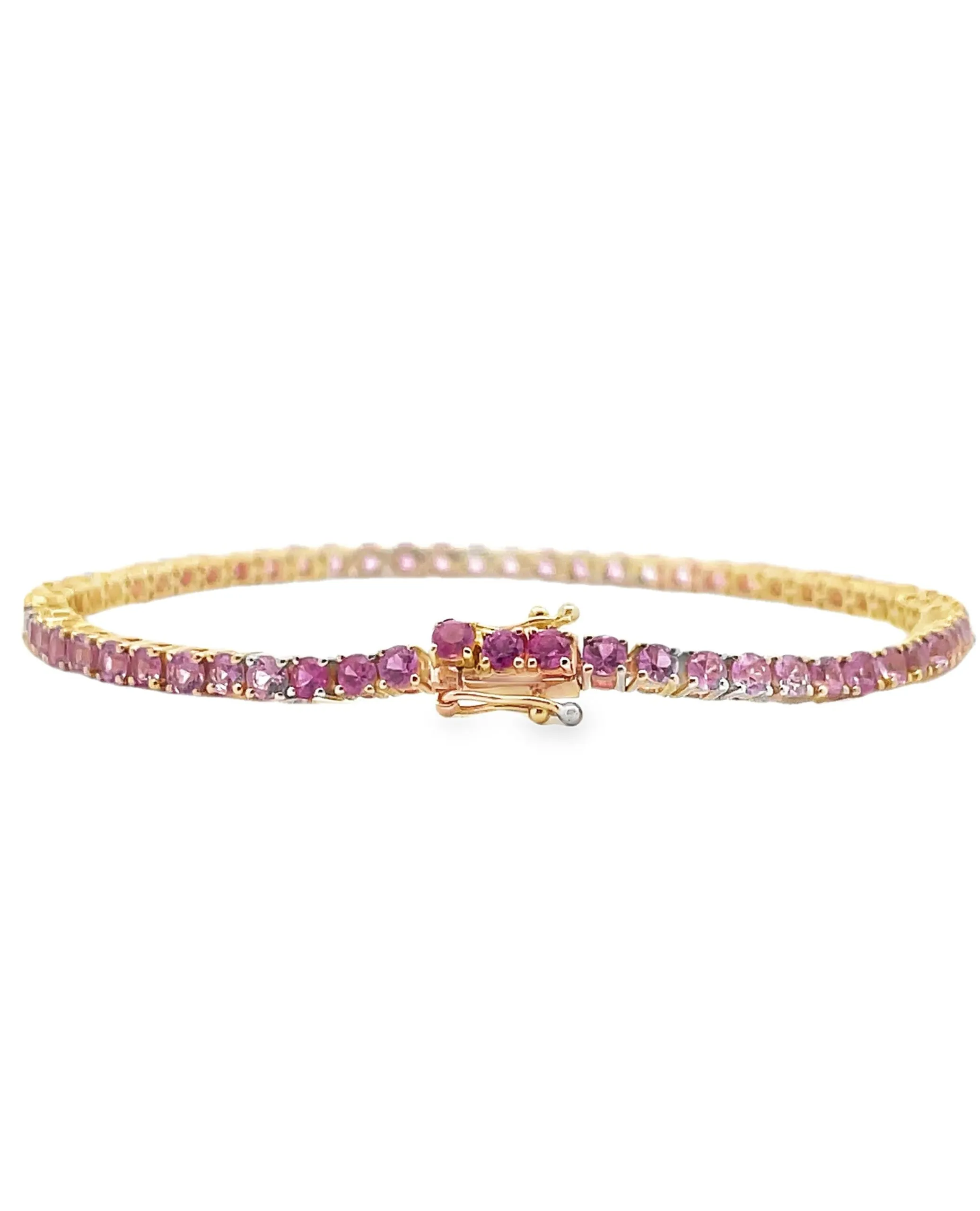 14K Yellow Gold Pink Sapphire Tennis Bracelet