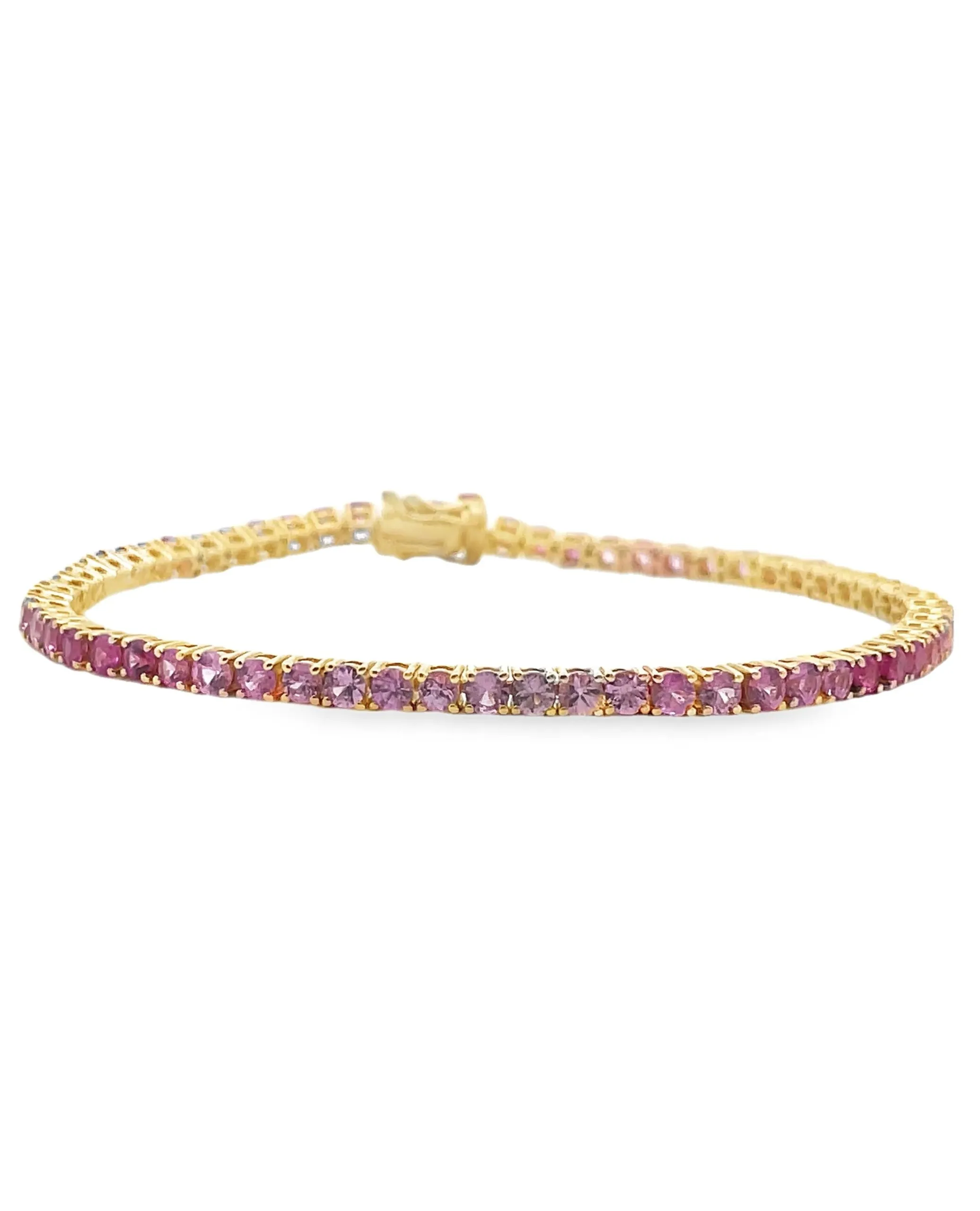 14K Yellow Gold Pink Sapphire Tennis Bracelet