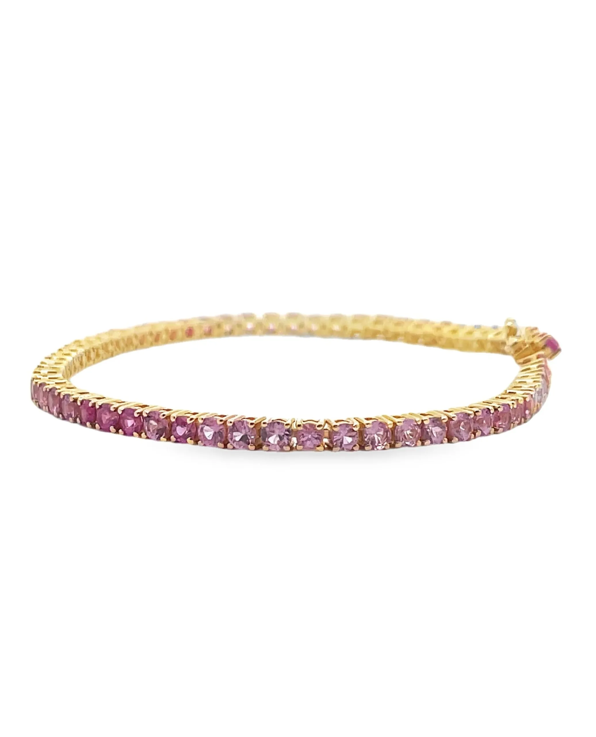 14K Yellow Gold Pink Sapphire Tennis Bracelet