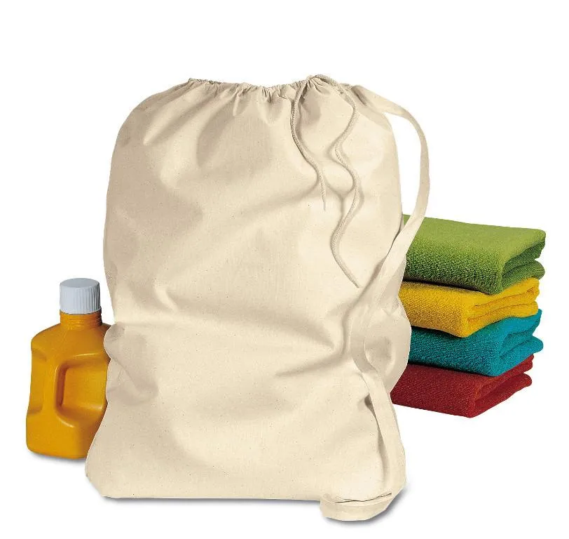 96 ct Jumbo Size Cotton Drawstring Laundry Bags Black-Natural - By Case