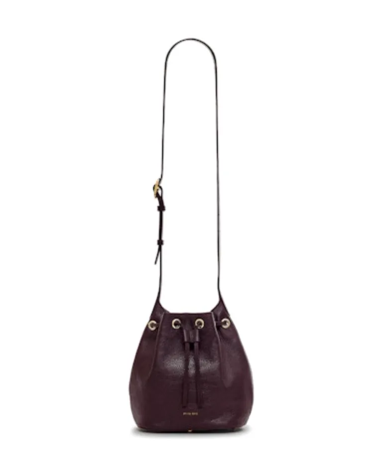 Anine Bing - Mini Alana Bucket bag in Burgundy Pebbled