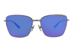 Balenciaga Square Frame Metal Sunglasses Ruthenium/Violet