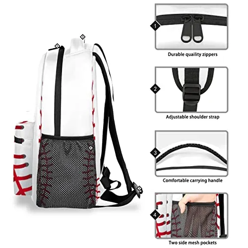 Baseball Backpacks for Girls Kids Boys, Sports Ball Print Casual Lightweight School Bags Laptop Backpack Student College Bookbag Travel Hiking Daypack