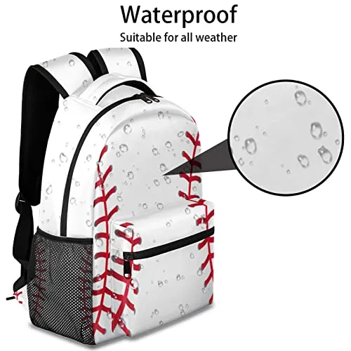 Baseball Backpacks for Girls Kids Boys, Sports Ball Print Casual Lightweight School Bags Laptop Backpack Student College Bookbag Travel Hiking Daypack