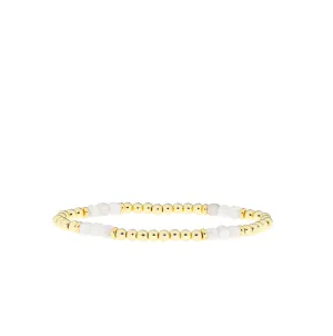 Beaded Bracelet ~ Gold/White