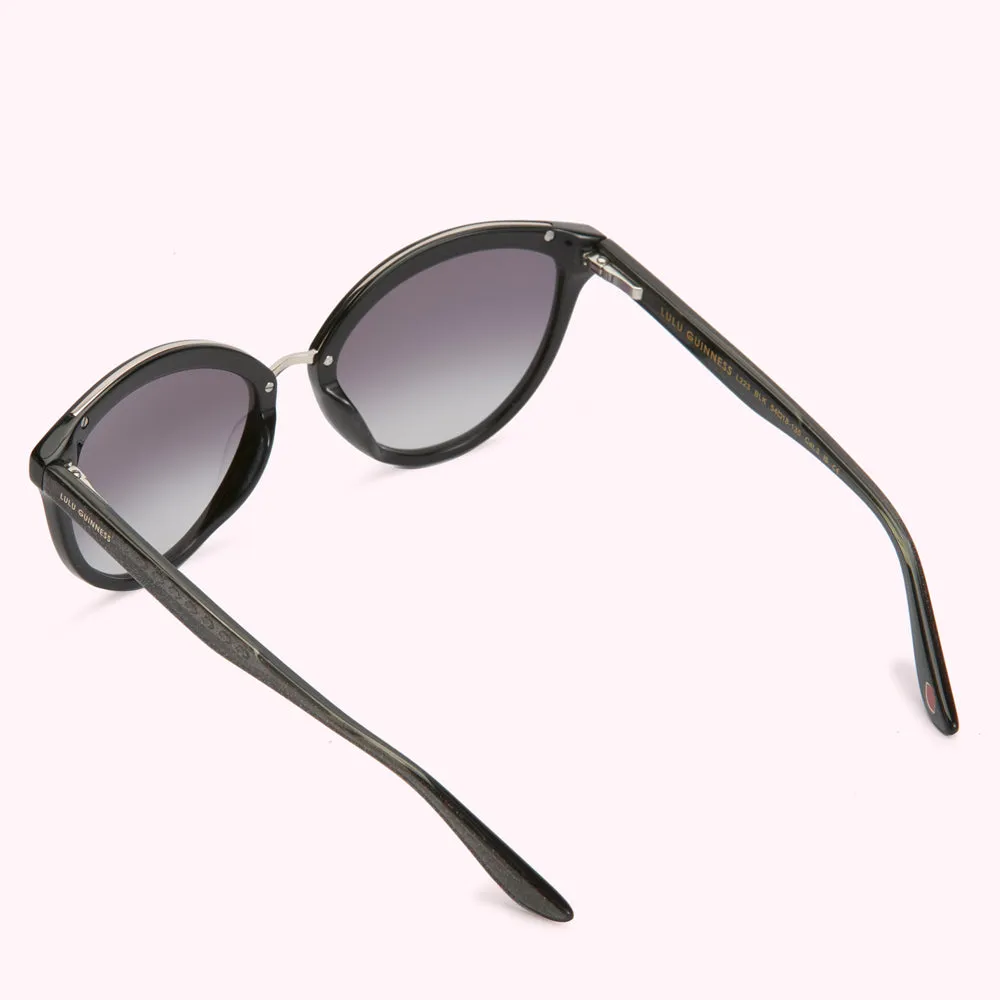 BLACK GLITTER SUNGLASSES