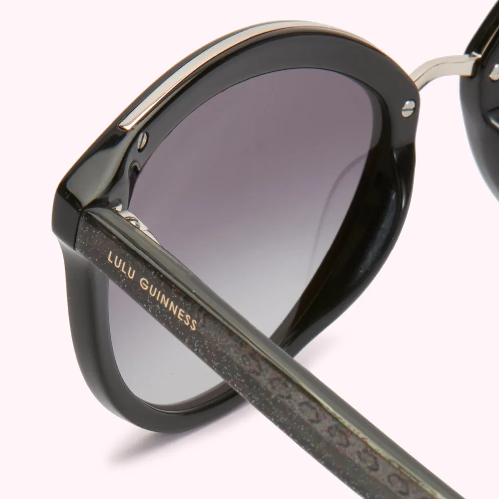 BLACK GLITTER SUNGLASSES