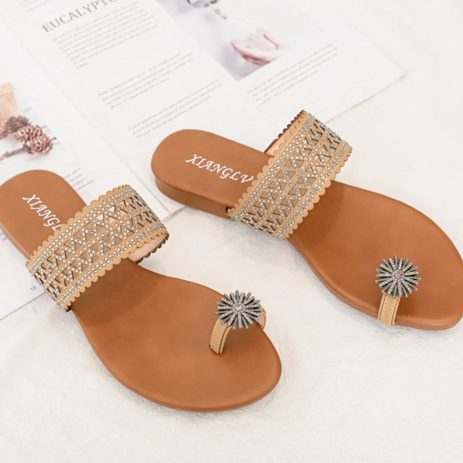 Bohemian seaside Roman diamond sandals