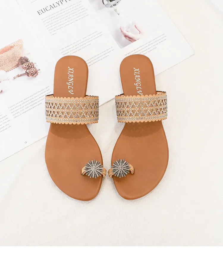 Bohemian seaside Roman diamond sandals