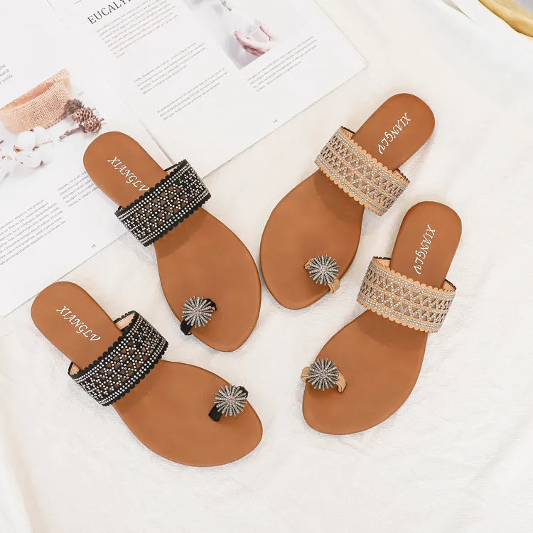 Bohemian seaside Roman diamond sandals