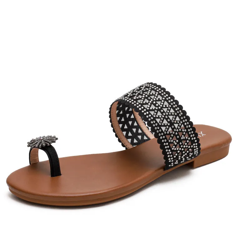 Bohemian seaside Roman diamond sandals