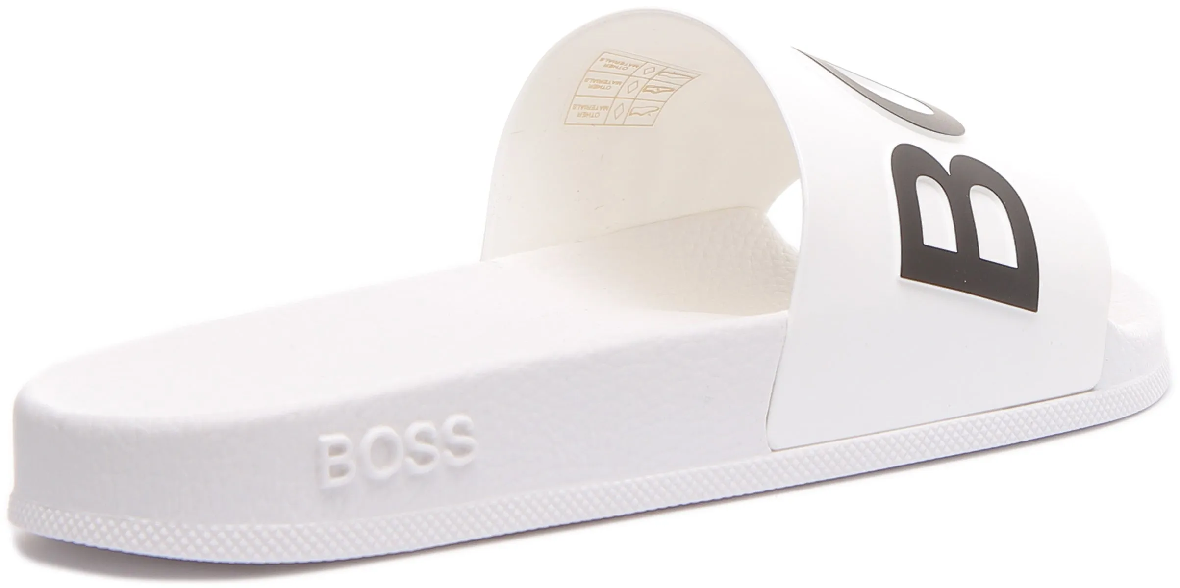 BOSS Bay Sliders In White Black For Men