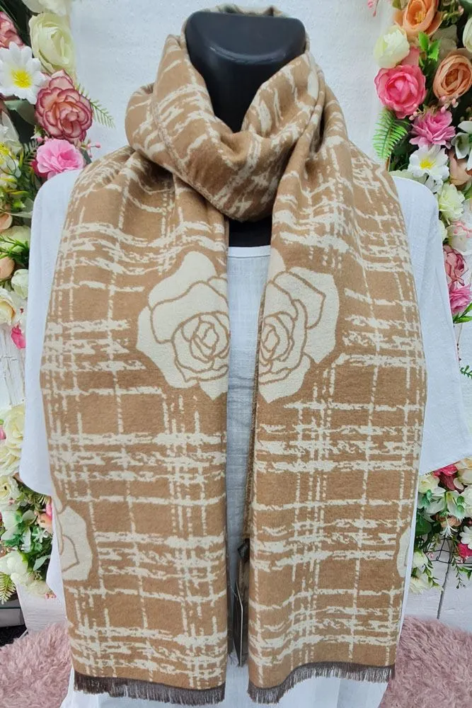 Check Rose Pattern Soft Feel Scarves