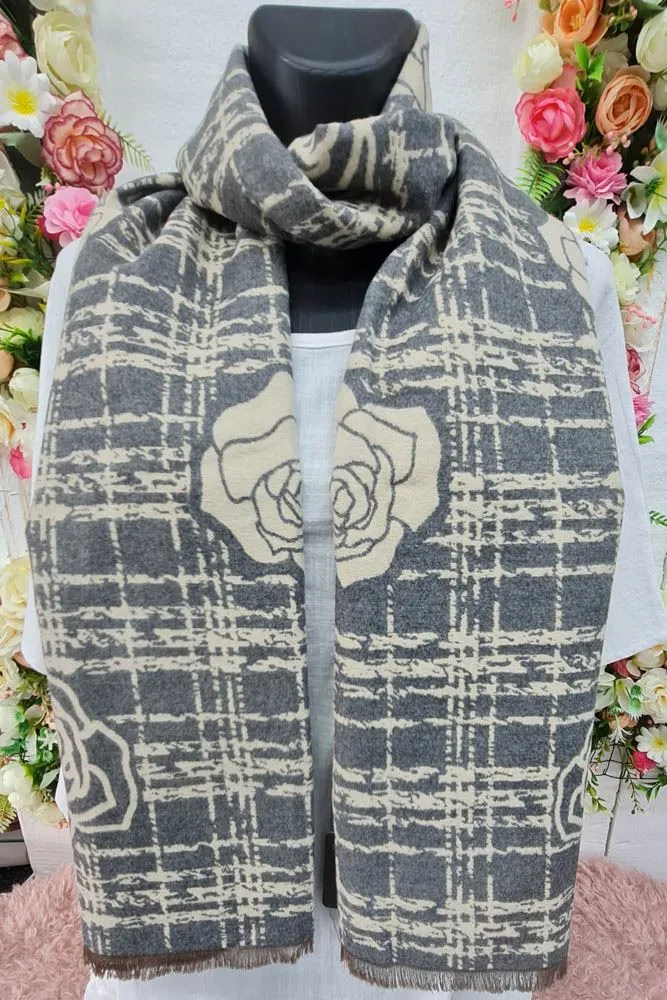 Check Rose Pattern Soft Feel Scarves