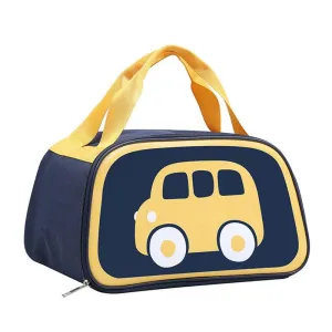 Children Bus Cartoon Foil Insulated Lunch Bag -AMP BLUE AND YELLOW