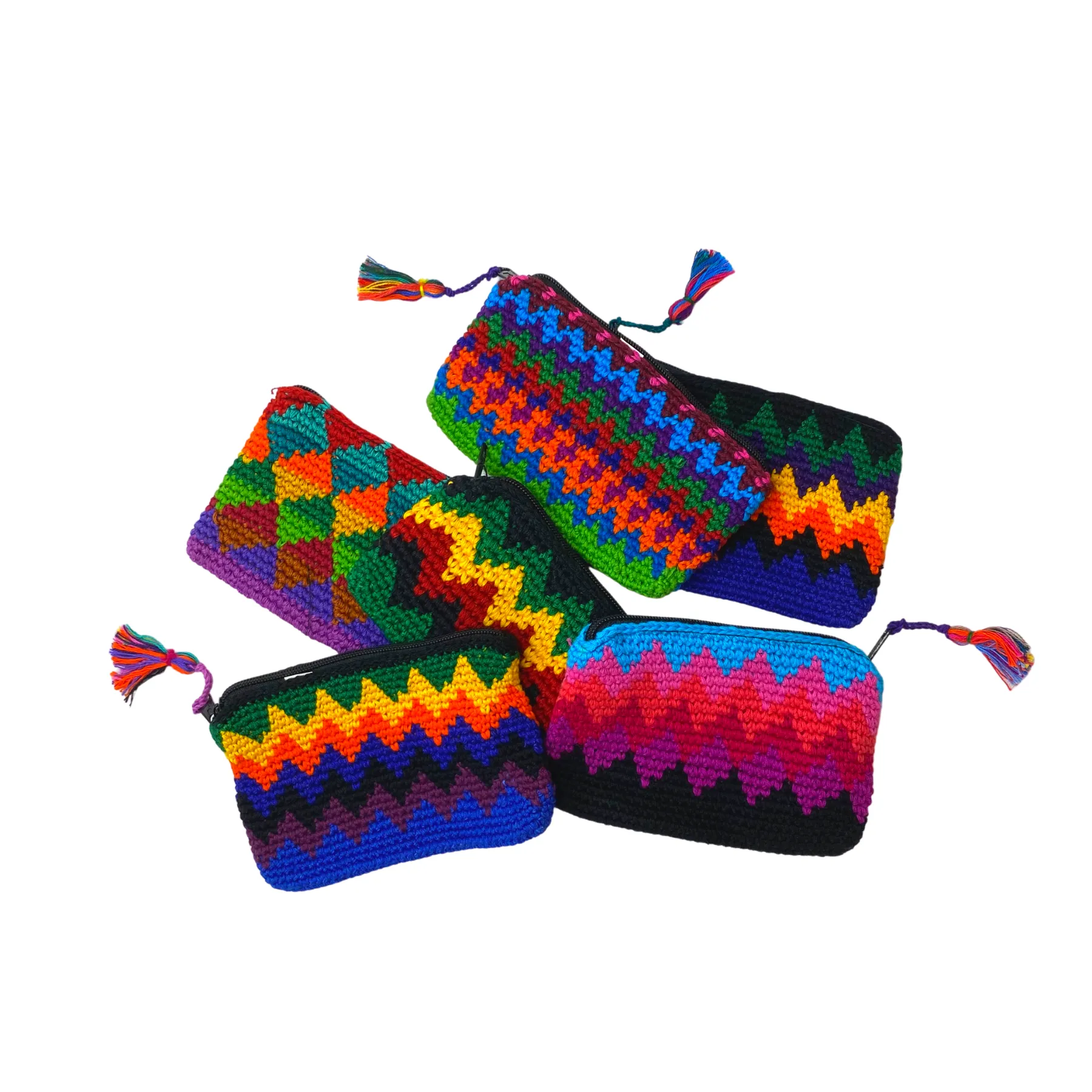 Crochet Multicolor Coin Purse with Tassel - Guatemala