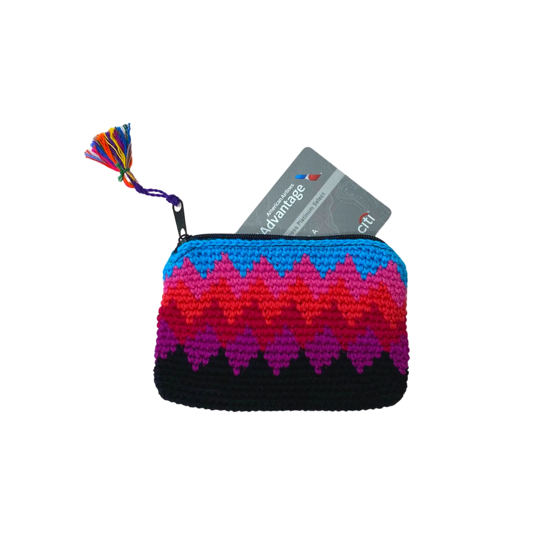 Crochet Multicolor Coin Purse with Tassel - Guatemala