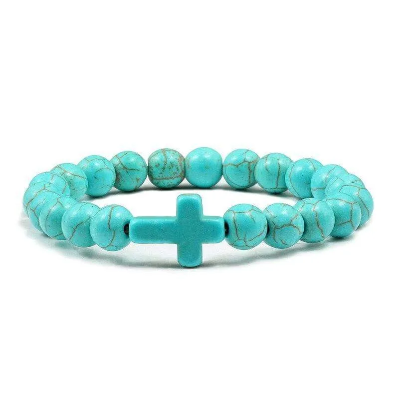 Cross Bead Bracelet <br> Turquoise