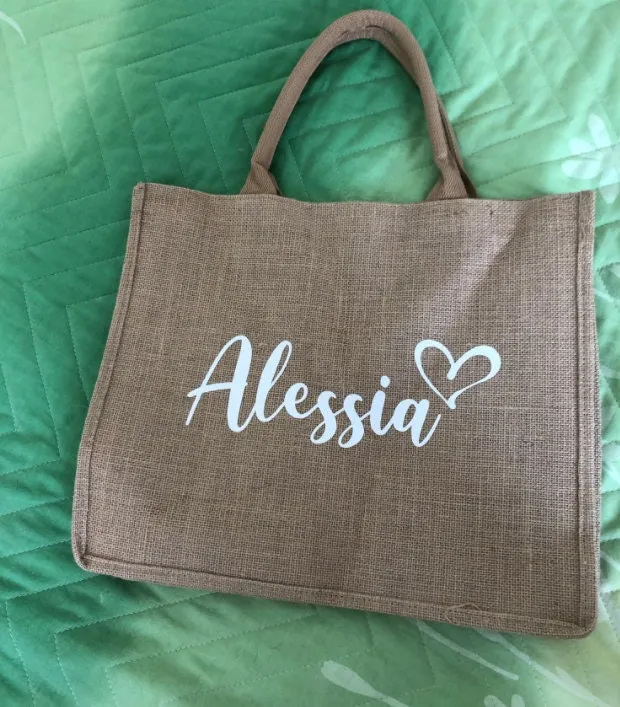 Custom Burlap Tote Gift Bags -Personalized Bridesmaid Beach Bag -  Beach Bags - Beach Tote Bag with Name - Wedding Favor Bridesmaid Gift