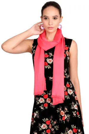 FabSeasons Pink Cotton Viscose Solid - Plain Super Soft & Stylish Scarf