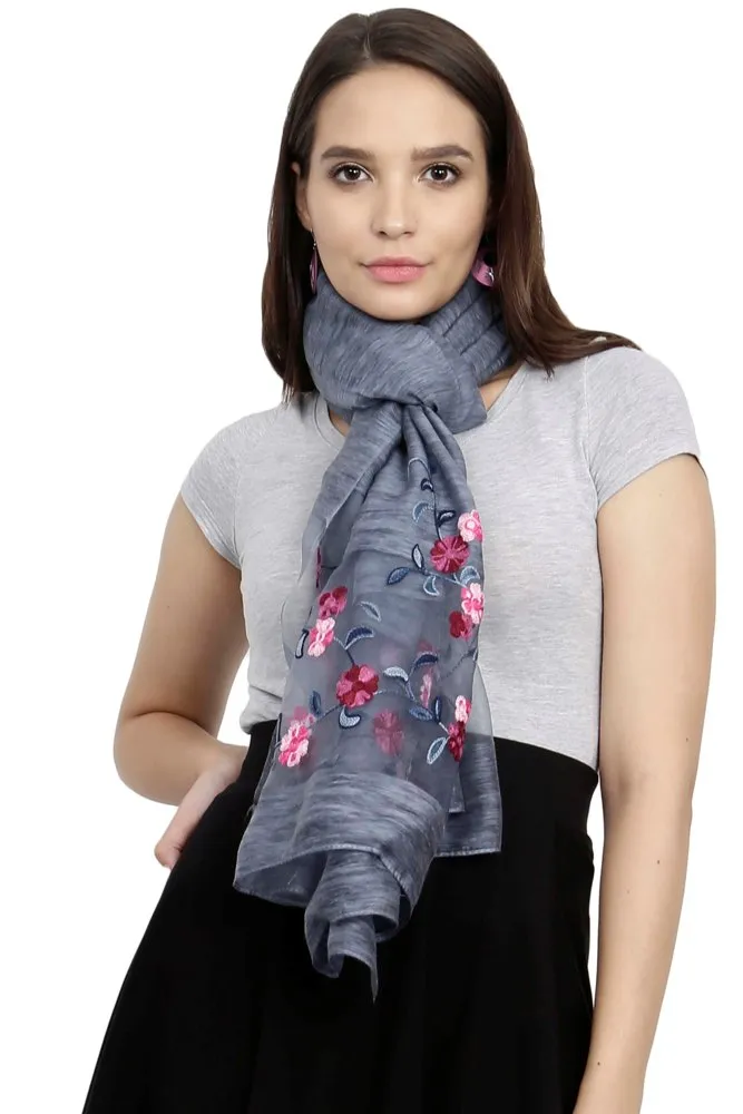 FabSeasons Solid Dark Grey Viscose Stylish Scarf