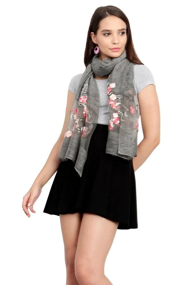 FabSeasons Solid Grey Viscose Stylish Scarf