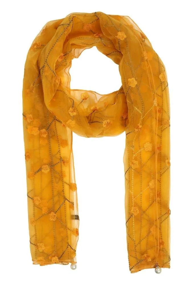 FabSeasons Solid Yellow Viscose Stylish Scarf