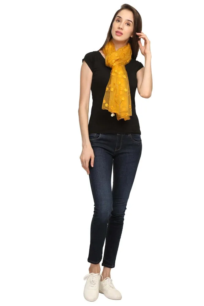 FabSeasons Solid Yellow Viscose Stylish Scarf