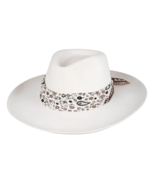 Goulburn Womens Wide Brim Fedora White