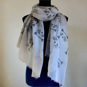 Grey Black Cat Face Scarf