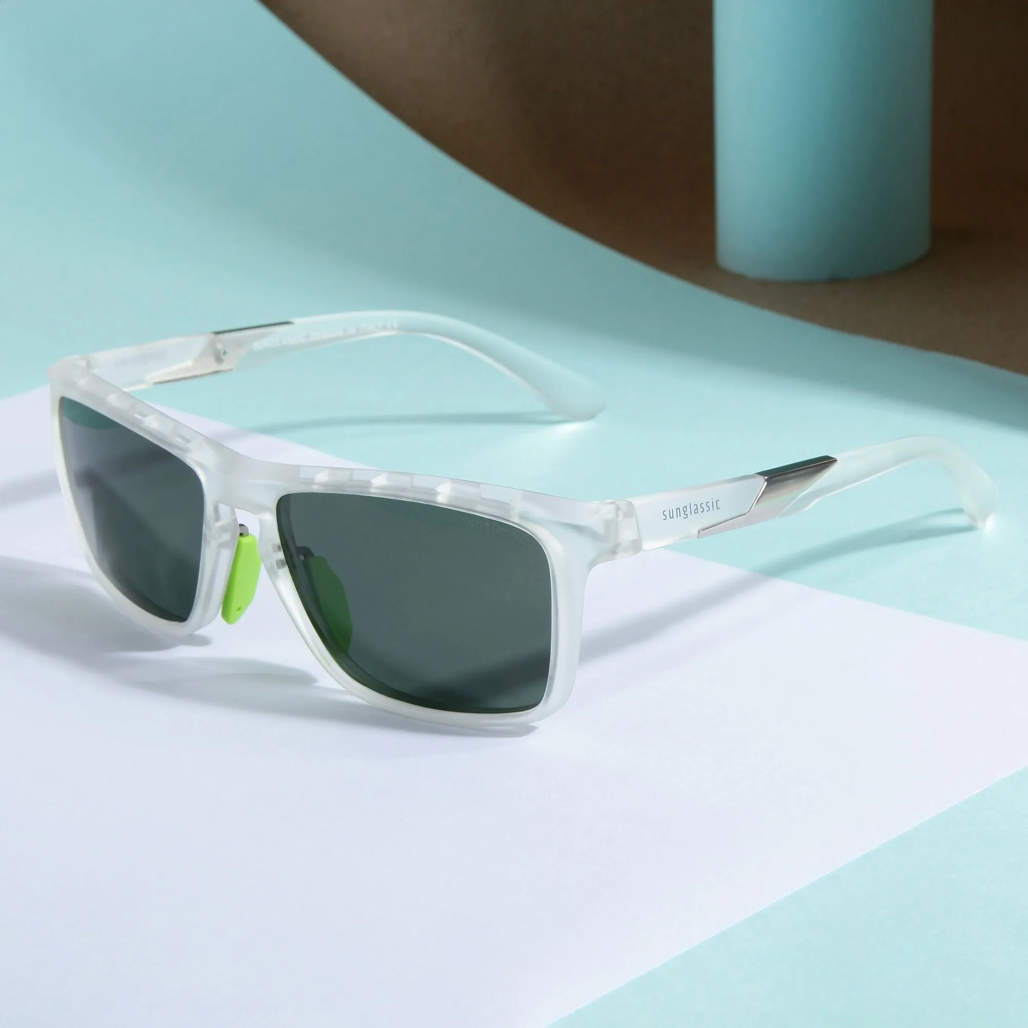 Hawk Clear Green Polarized Rectangle TR90 Sunglasses