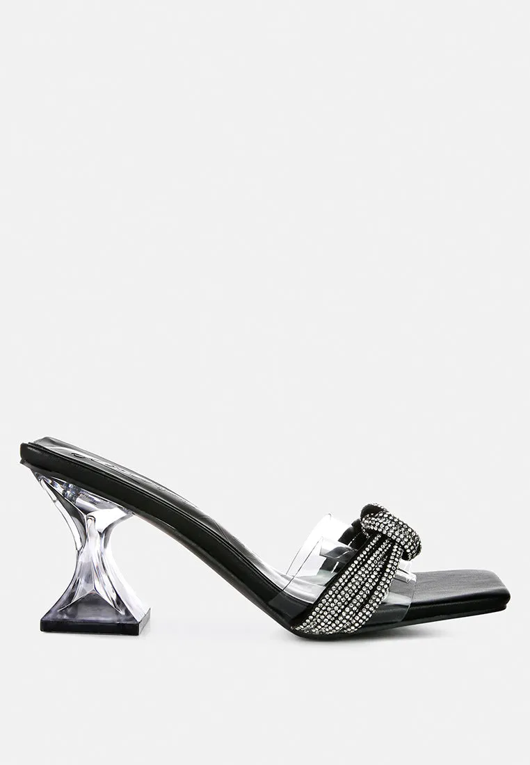 Hiorda Rhinestone Knotted Spool Heel Sandals