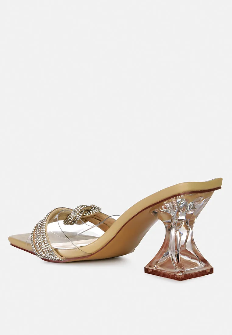 Hiorda Rhinestone Knotted Spool Heel Sandals