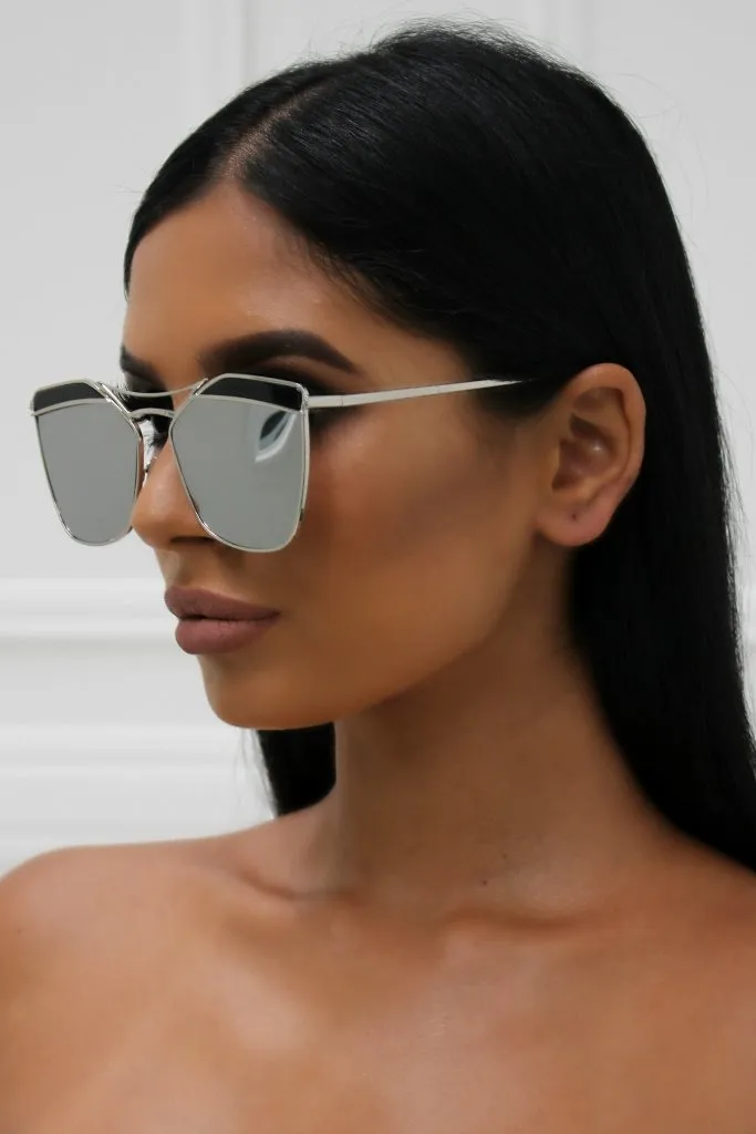 Honey Couture SHERIE Silver Frame Sunglasses