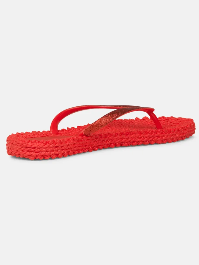 Ilse Jacobsen Flip Flops With Glitter Deep Red CHEERFUL01 303