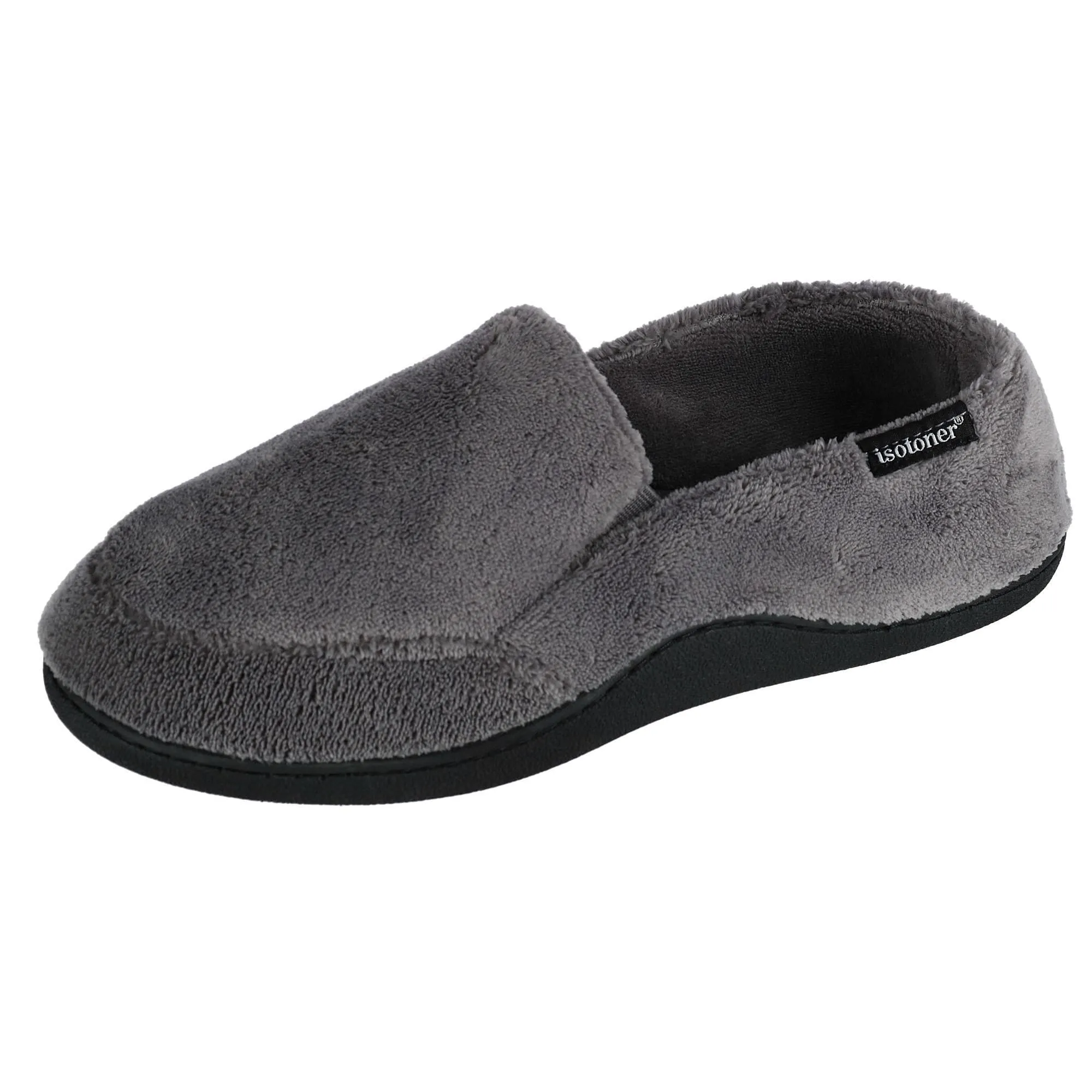 Isotoner Men's Microterry Memory Foam Indoor/Outdoor Slip-On Slippers