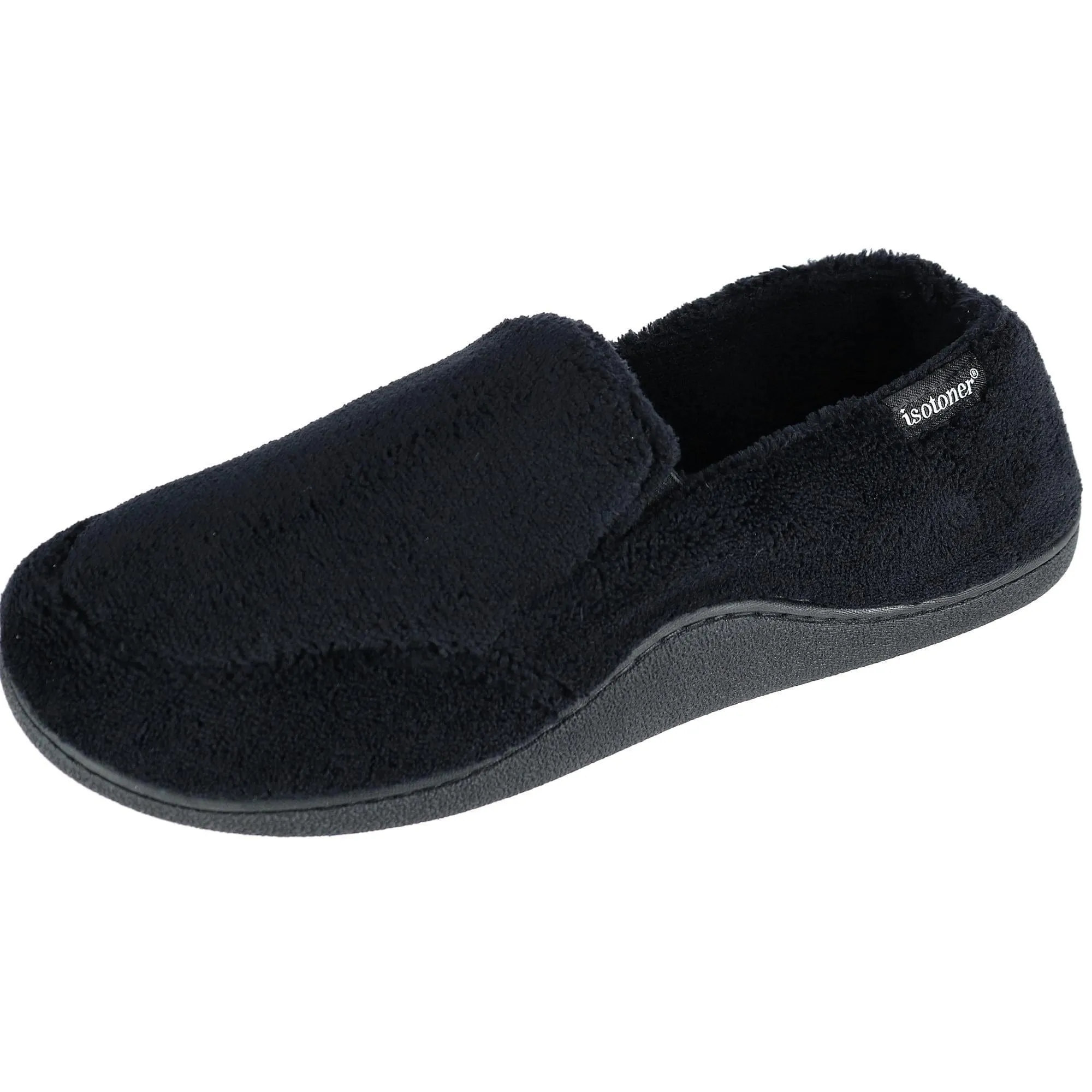 Isotoner Men's Microterry Memory Foam Indoor/Outdoor Slip-On Slippers