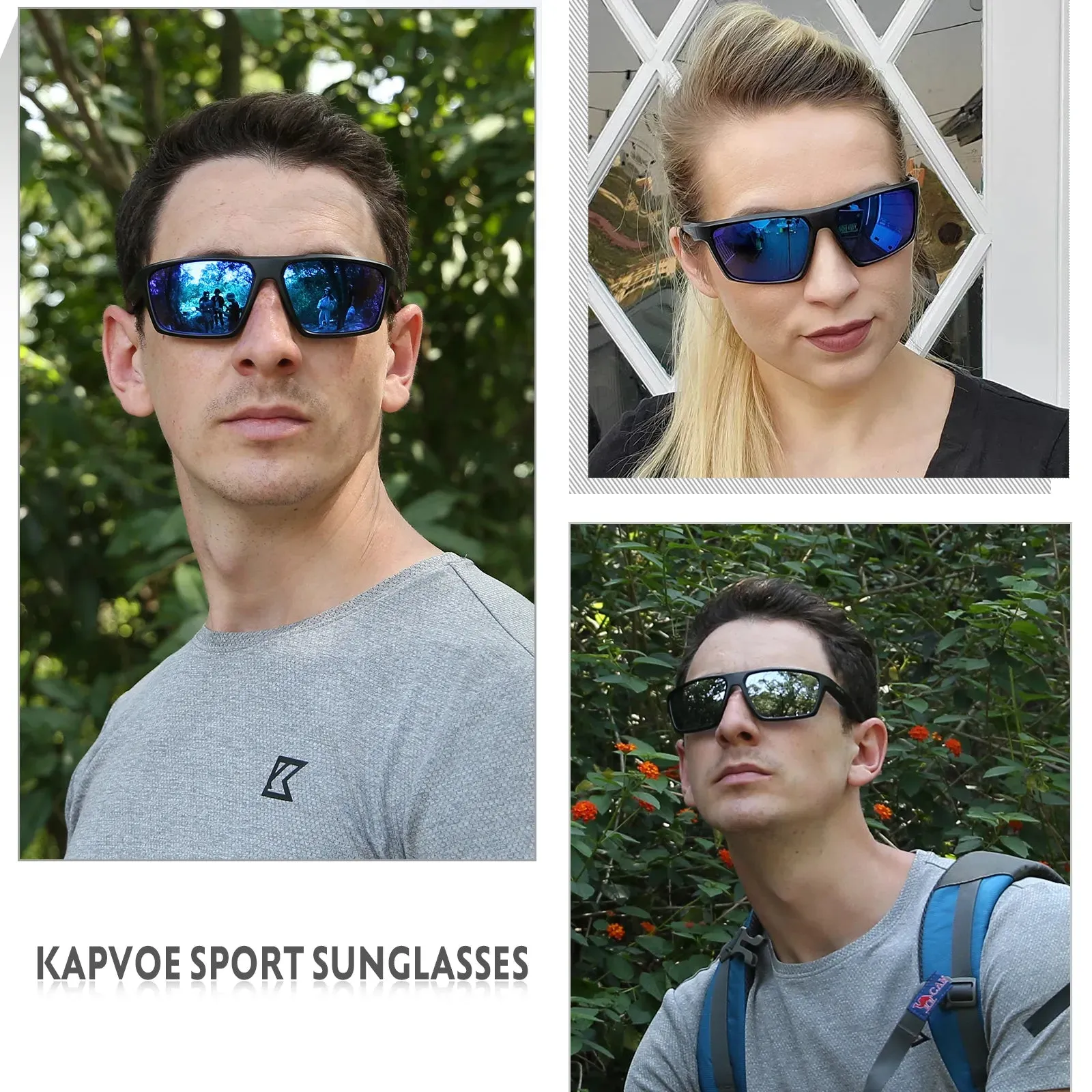 Kapvoe Polarized Men Sunglases UV400 Protect Eyewear for Men Fishing Cycling glasses Driving Climbing Outdoor Sunglasses Sports