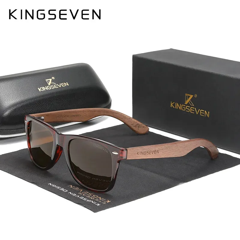 KINGSEVEN New Black Walnut Sunglasses Wood Polarized Sunglasses Men's Glasses Handmade UV400 Protection Eyewear