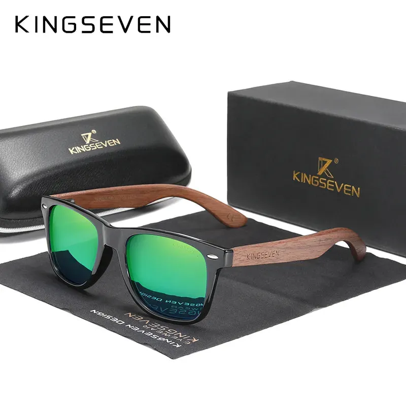 KINGSEVEN New Black Walnut Sunglasses Wood Polarized Sunglasses Men's Glasses Handmade UV400 Protection Eyewear