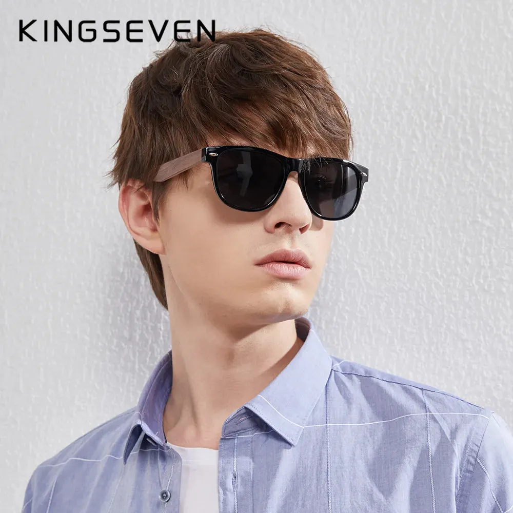 KINGSEVEN New Black Walnut Sunglasses Wood Polarized Sunglasses Men's Glasses Handmade UV400 Protection Eyewear