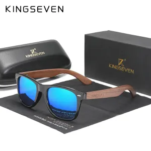 KINGSEVEN New Black Walnut Sunglasses Wood Polarized Sunglasses Men's Glasses Handmade UV400 Protection Eyewear