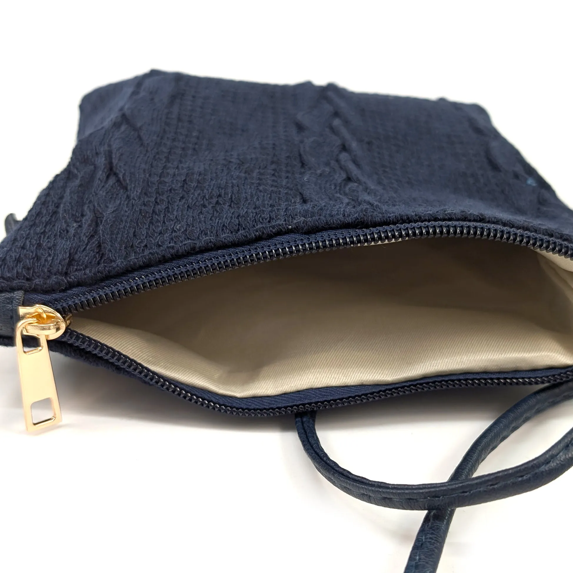 Knitted Crossbody Bag - Navy Blue