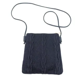 Knitted Crossbody Bag - Navy Blue