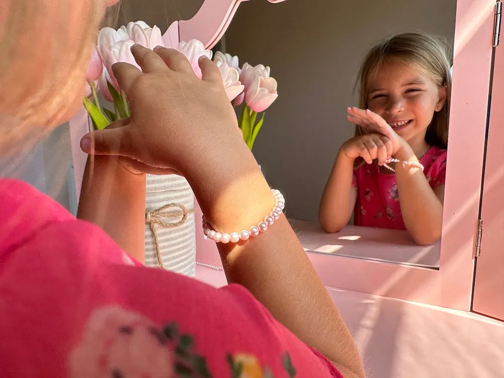 Little Girl Toddler Elegant Bracelet with Pink Pearls