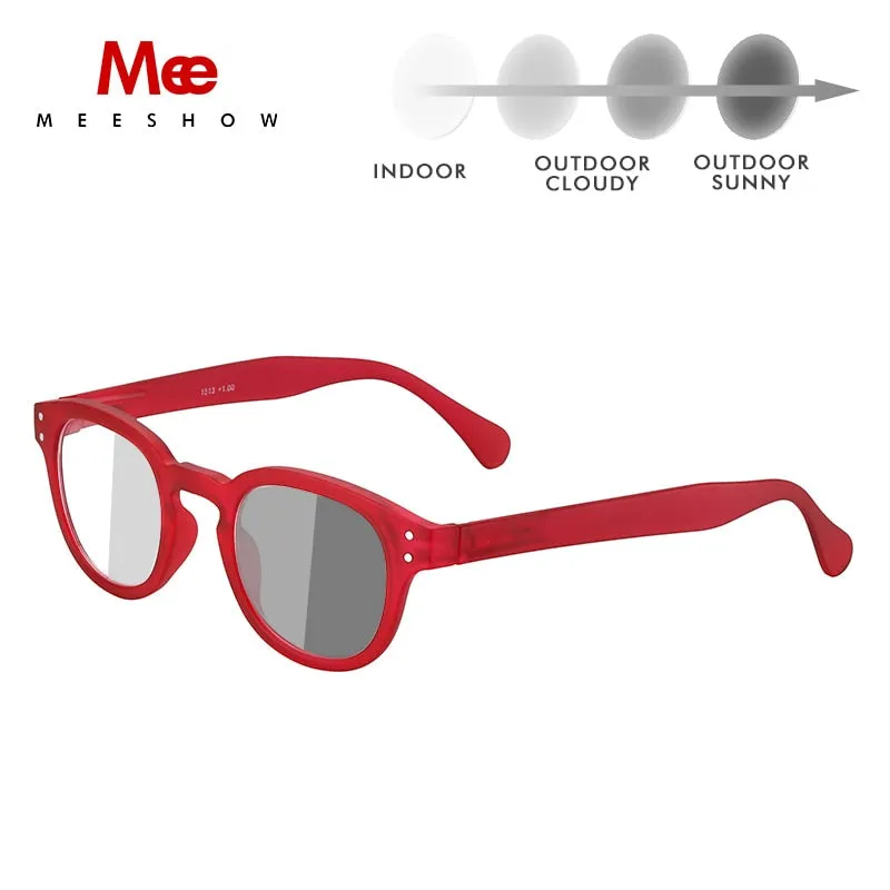 Meeshow Women's Full Rim Square Polycarbonate Myopic Photochromic Reading Glasses 1513